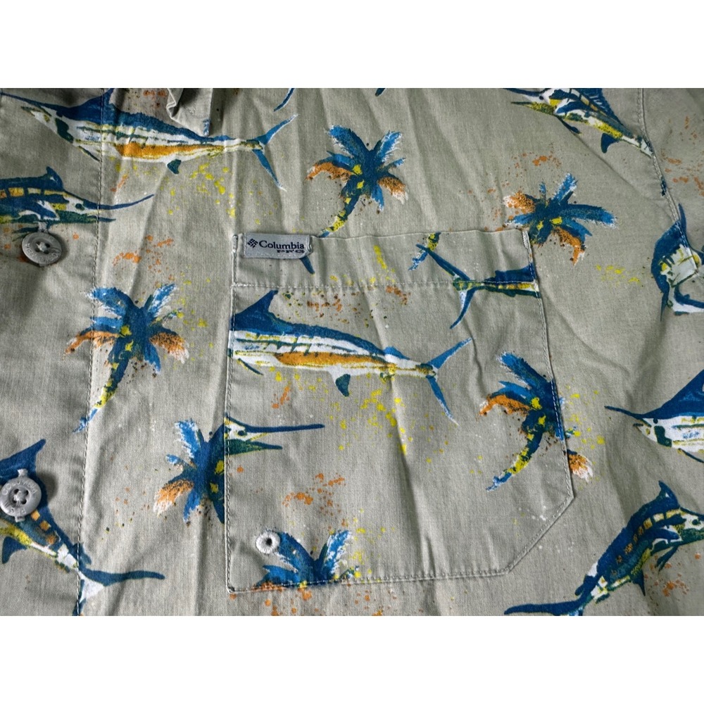 Columbia PFG Fishing Shirt Mens XL Marlin Palm Tree Button Up Casual - Picture 6 of 9